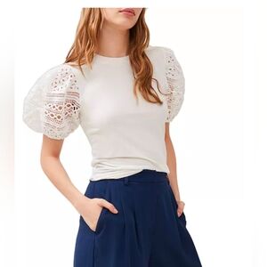 French Connection White Puff Sleeve Blouse